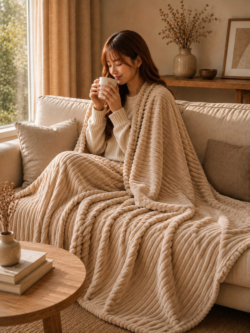 Selimut Bulu Halus Embos 180x200 cm Polyester Lembut Elegan