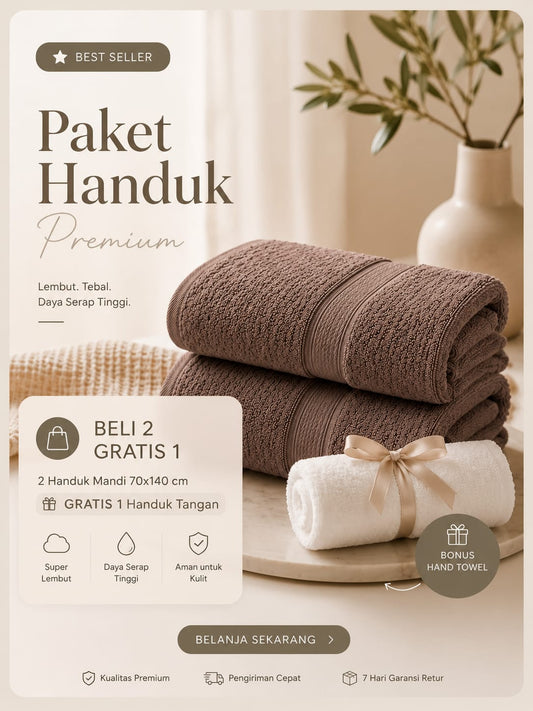 Handuk Mandi Hotel Premium 70x140 cm Katun 100% Lembut Daya Serap Tinggi