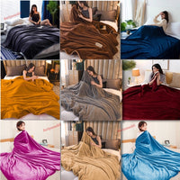 Selimut Bulu Halus Dewasa 150x200 cm Polyester Lembut Motif Polos Elegan