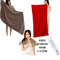 Paket Hemat 3 Handuk 70x140 cm Katun 100% 340 GSM Lembut Daya Serap Tinggi Bonus Sisir