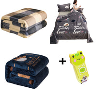 Paket Selimut 140x200 cm 3 Pcs Motif Love Planet Sapi Bonus Gunting Kuku