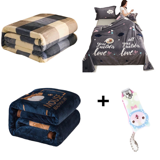 Paket Selimut 140x200 cm 3 Pcs Motif Love Planet Sapi Bonus Gunting Kuku
