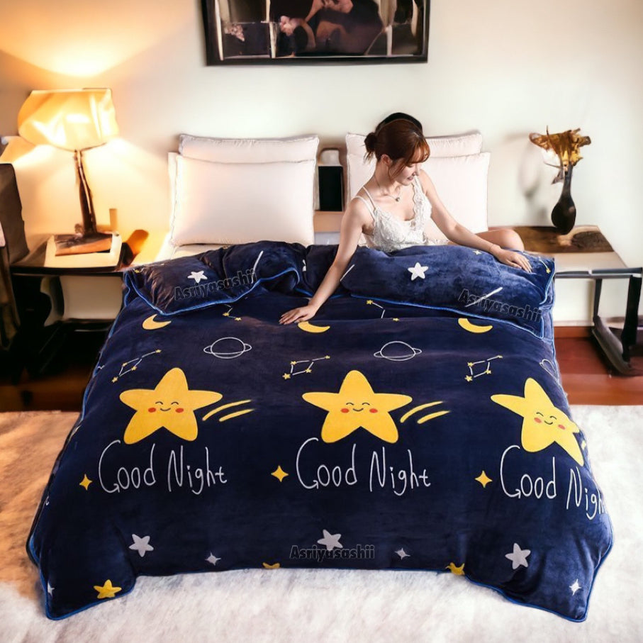 Selimut Bulu Halus Dewasa 150x200 cm Polyester Lembut Motif Stylish