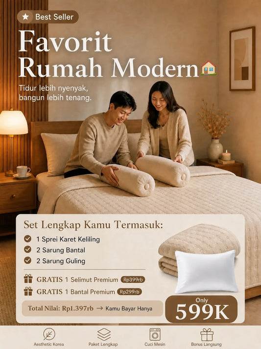 LÉORA Set Ultra Soft (180x200) - GRATIS Bed Cover + GRATIS Bantal Premium